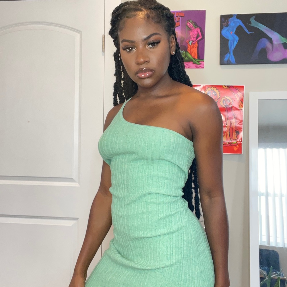 Revolve green ribbed dress